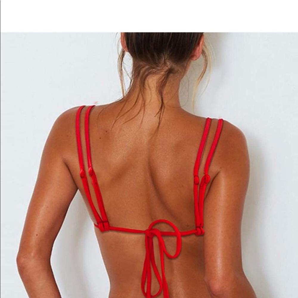 Amazon Red 2 piece thong bikini. - Picture 2 of 5